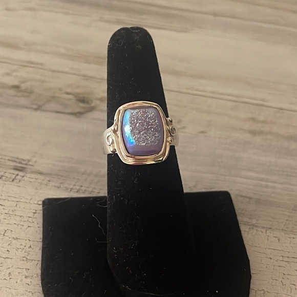 Shimmering Lavender Druzy Silver Ring by Sajen. - Picture 3 of 5